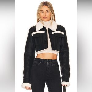 Revolve NBD Dolly Faux Shearling Jacket in Black & Ivory